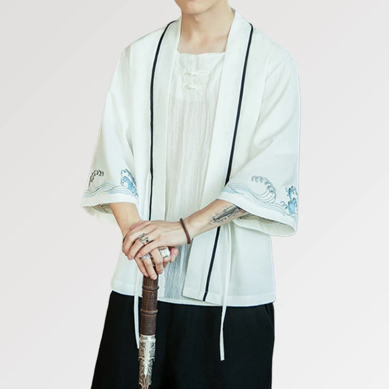 Mens White Kimono Jacket 'Takahashi' - Image 3