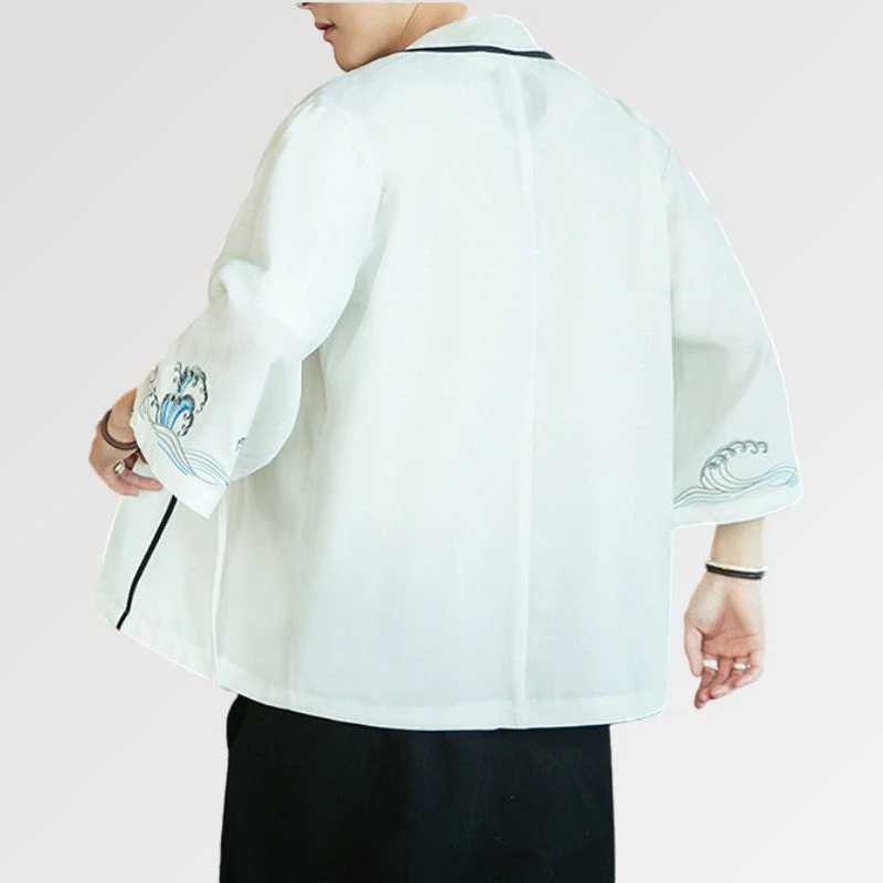 Mens White Kimono Jacket 'Takahashi' - Image 4