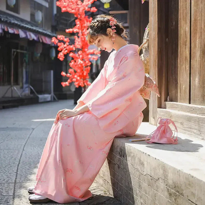 Pink Traditional Kimono for Women 'Tateshina' - Image 3