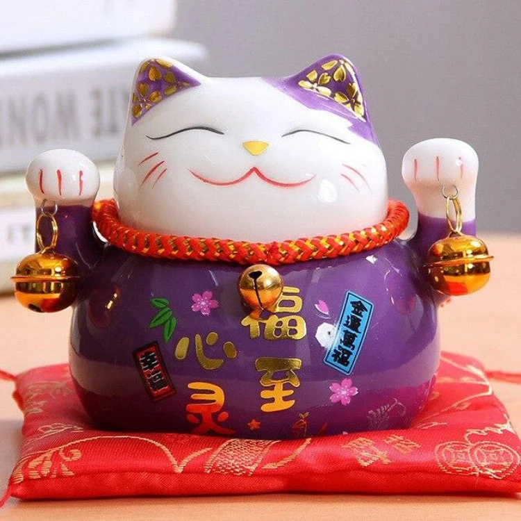 Purple Maneki-Neko Money Box - Image 2