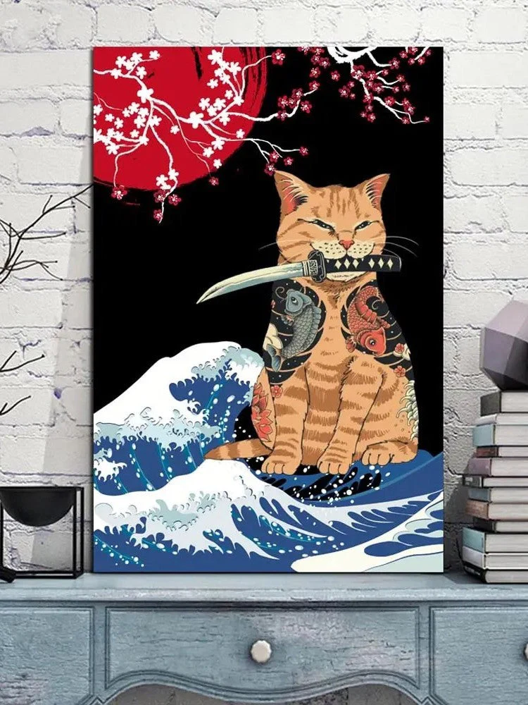 Rising Sun Painting 'Neko Kanagawa' - Image 2