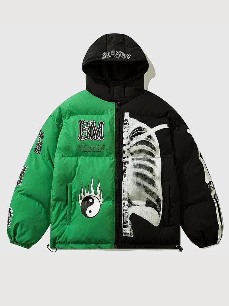 Streetwear Patterned Down Jacket 'Sukeruton' - Image 3