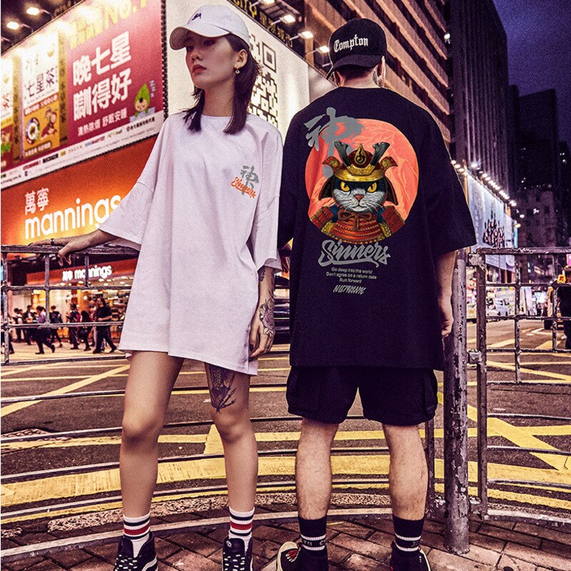 T-shirt Japanese Pattern 'Samurai Cat' - Image 5