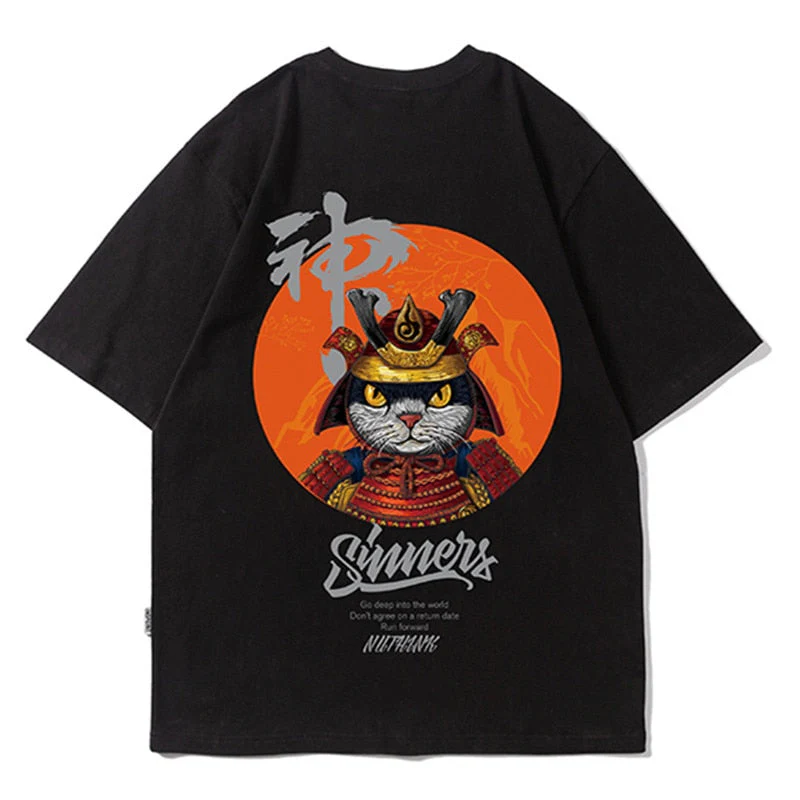 T-shirt Japanese Pattern 'Samurai Cat' - Image 6