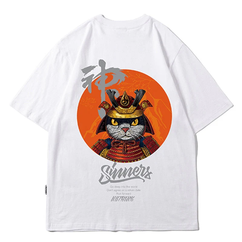 T-shirt Japanese Pattern 'Samurai Cat' - Image 7
