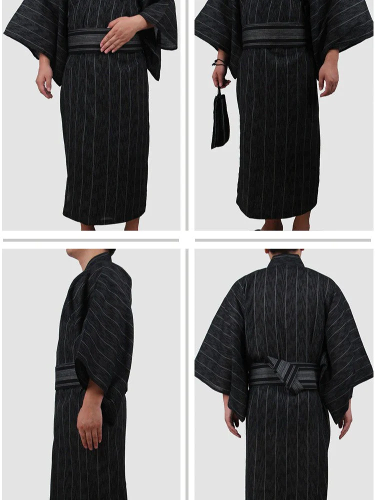 Traditional Black Yukata 'Fuji' - Image 3