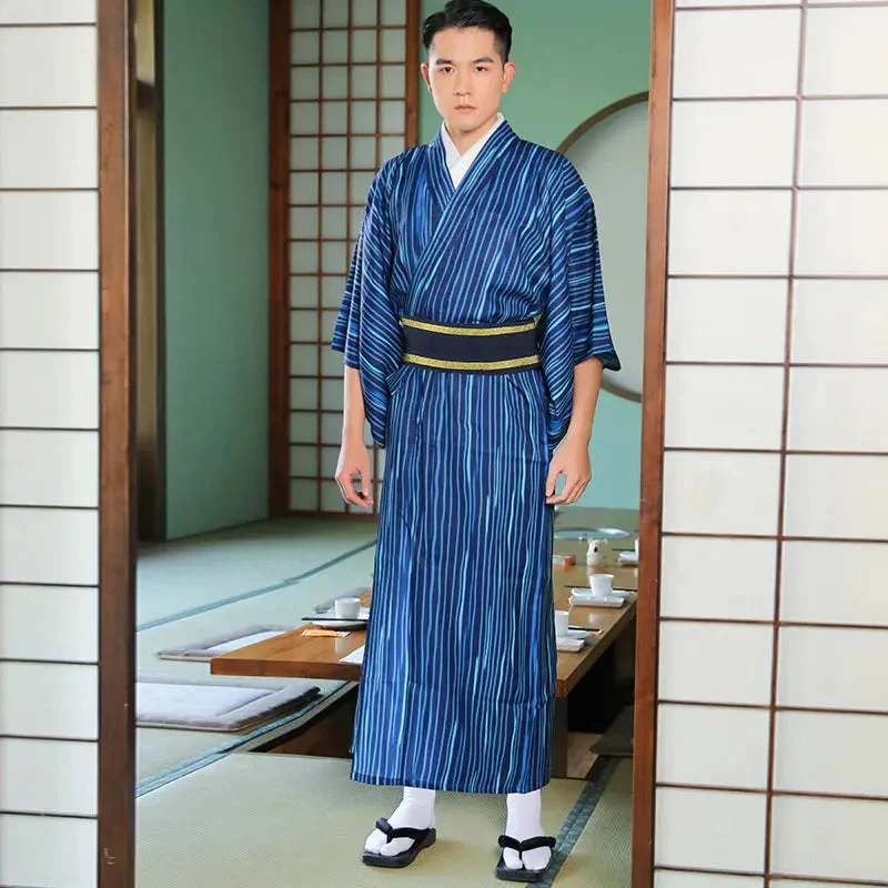Traditional Blue Mens Kimono 'Odaigahara' - Image 3