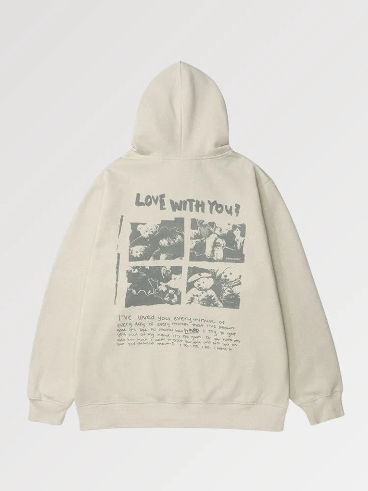 Vintage Japanese Hoodie 'Love With You' - Image 2