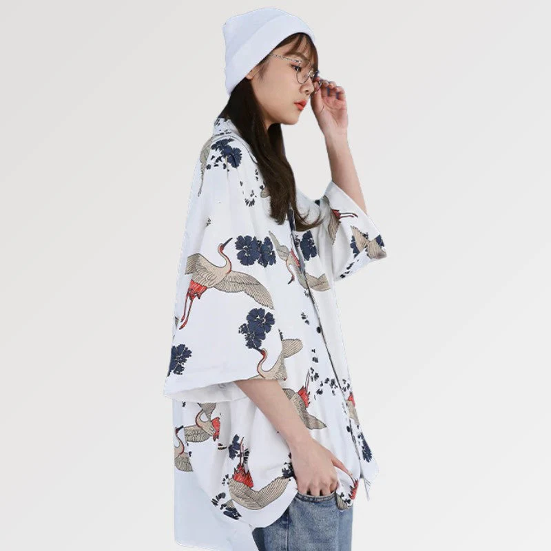 White Kimono Jacket for Women 'Oya Gacha' - Image 3