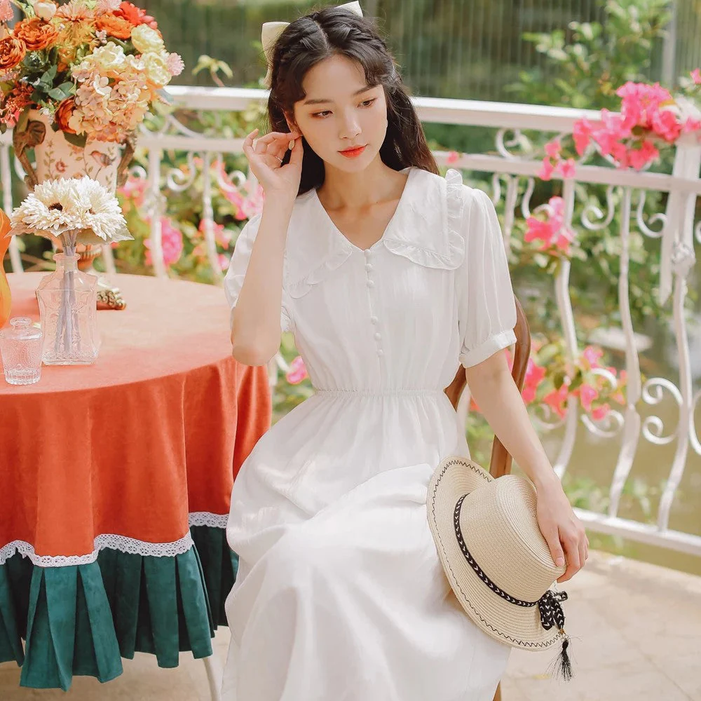White Vintage Japanese Dress 'Toshiko' - Image 3
