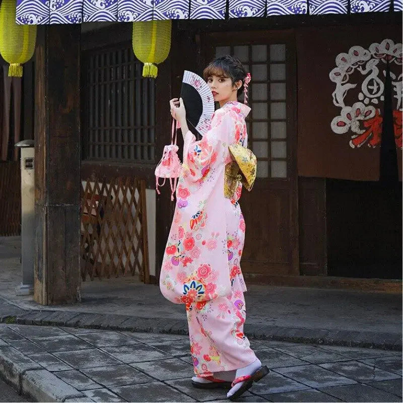 Women's Pink Japanese Kimono 'Ichinoseki' - Image 3