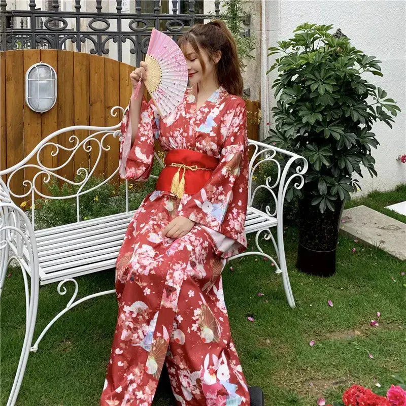 Women's Red Traditional Kimono 'Toride' - Image 3