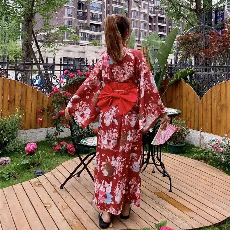 Women's Red Traditional Kimono 'Toride' - Image 4