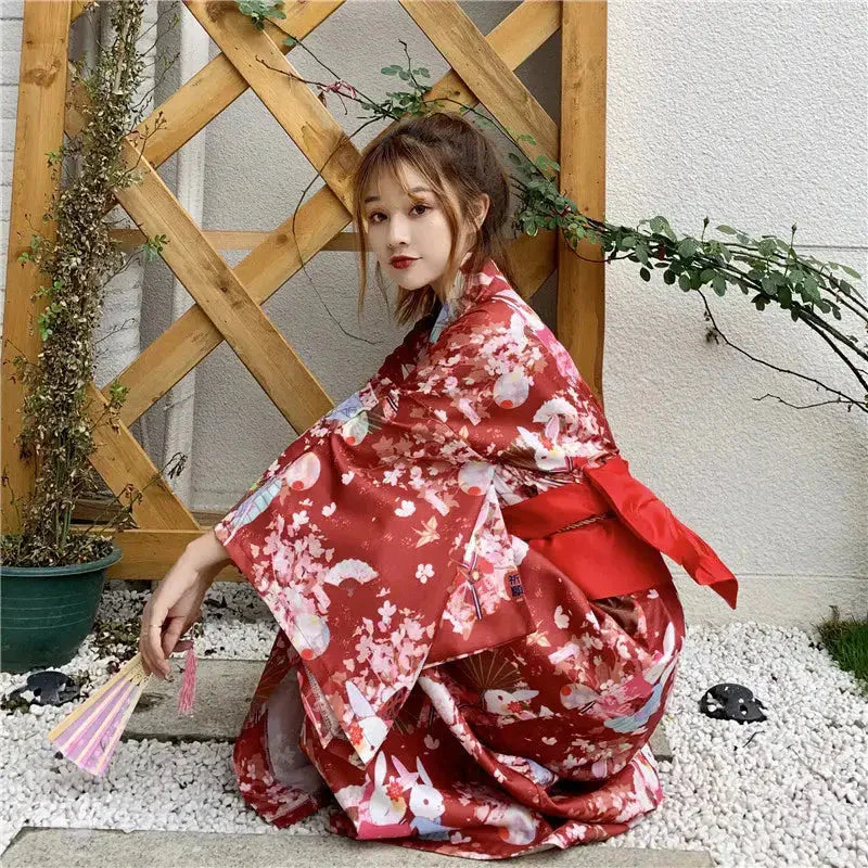 Women's Red Traditional Kimono 'Toride' - Image 5