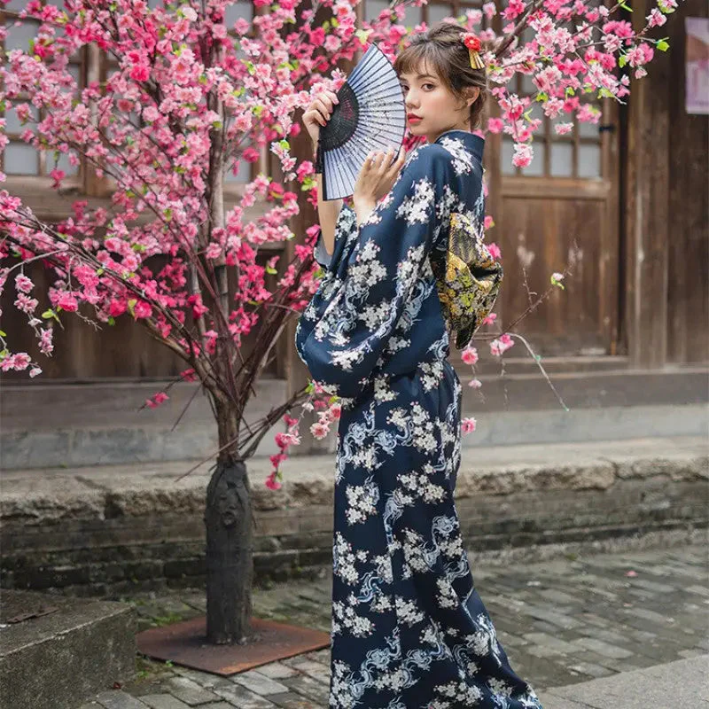 Women's Traditional Blue Kimono 'Sannosawa' - Image 2