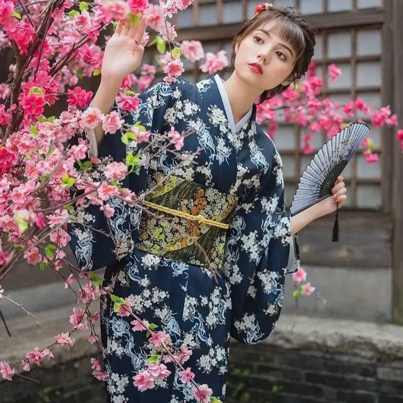 Women's Traditional Blue Kimono 'Sannosawa' - Image 4