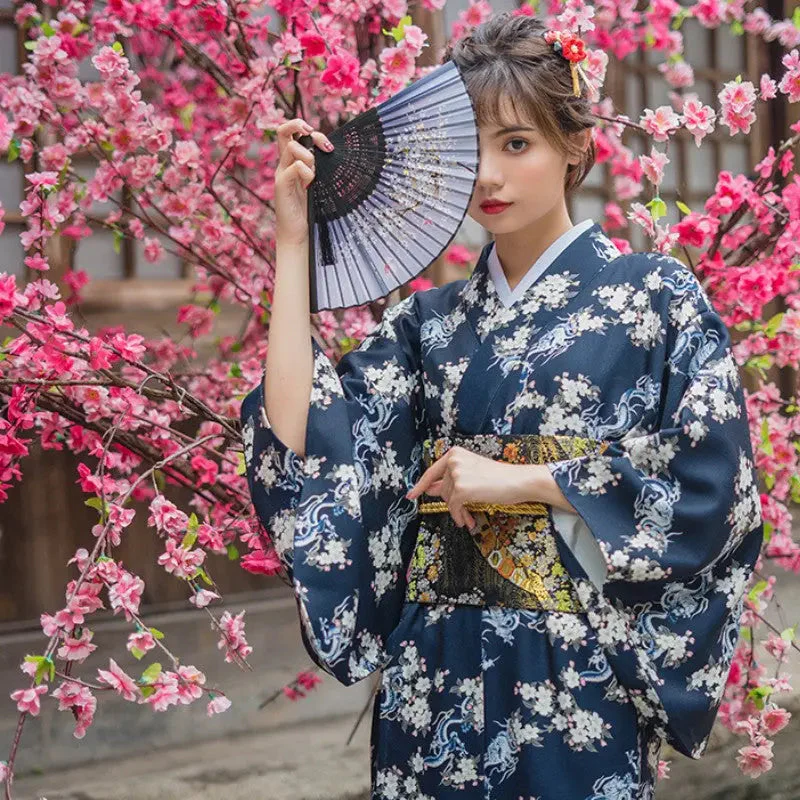 Women's Traditional Blue Kimono 'Sannosawa' - Image 5