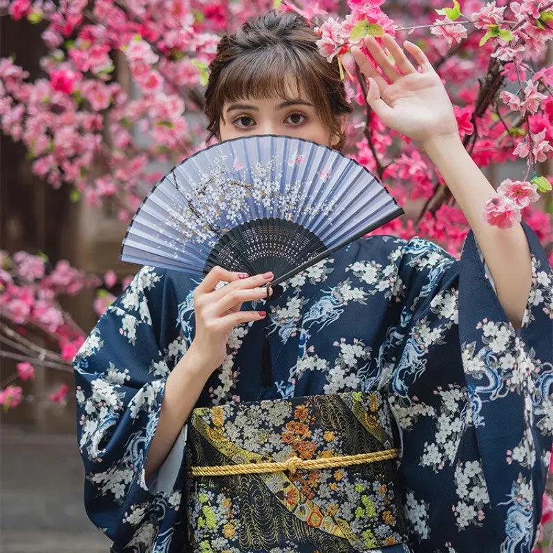 Women's Traditional Blue Kimono 'Sannosawa' - Image 6