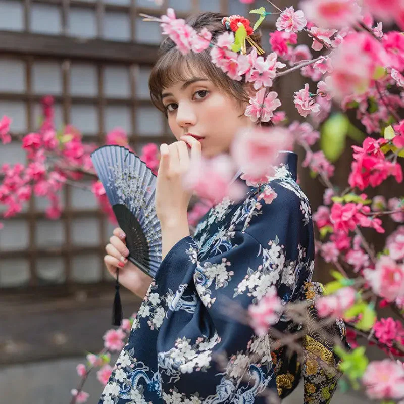 Women's Traditional Blue Kimono 'Sannosawa' - Image 7